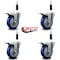 Service Caster 4'' Blue Poly Swivel 7/8'' Expanding Stem Caster Set Total Lock Brake, 4PK SCC-EXTTL20S414-PPUB-BLUE-78-4 - alternate 2